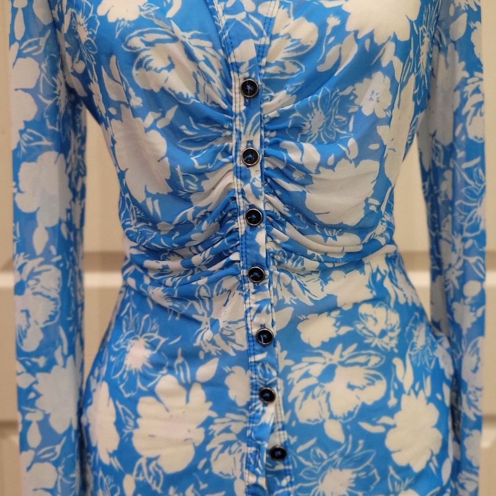 Floral Blue and White Dress